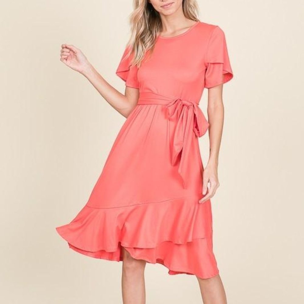 Coral Wrap Dress